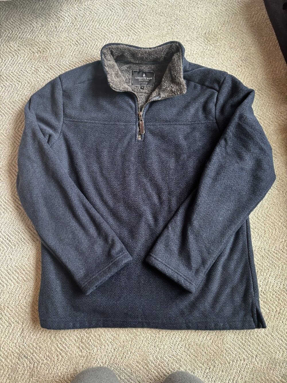 Men's Navy Blue London Fog Zip Pullover, Sz XL